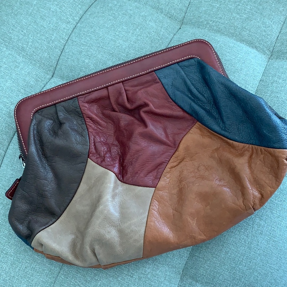 Leather multi color Clutch